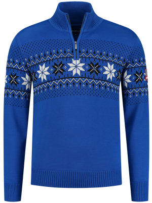 John Brillant Norwegian Mens Pullover Merino, Blue