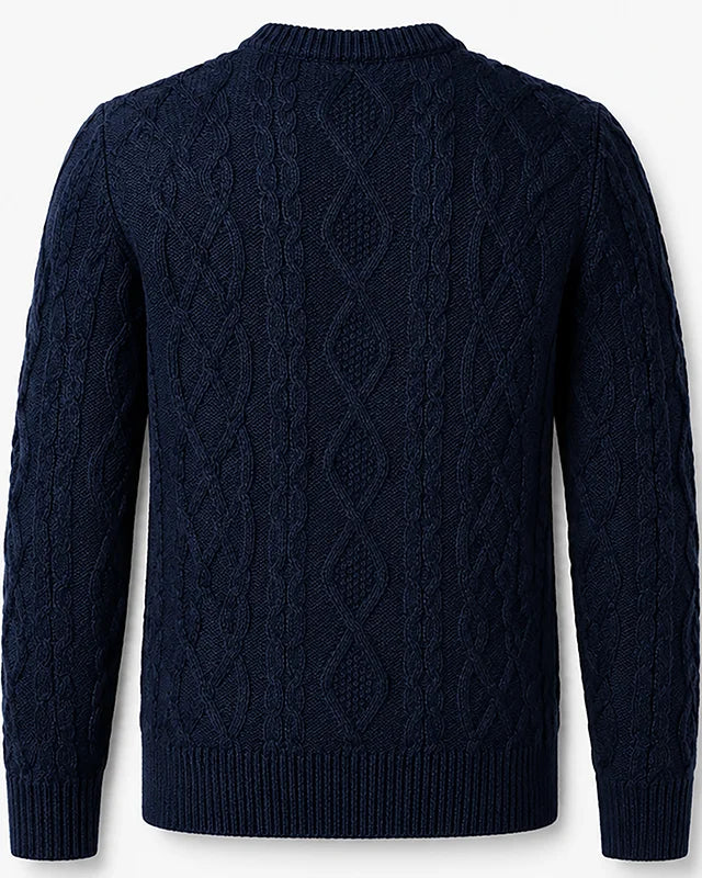 Heavyweight Aran sweater, Navy