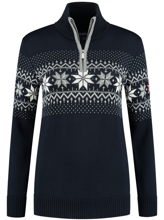 John Brillant Norwegian Womens Pullover Merino, darkblue