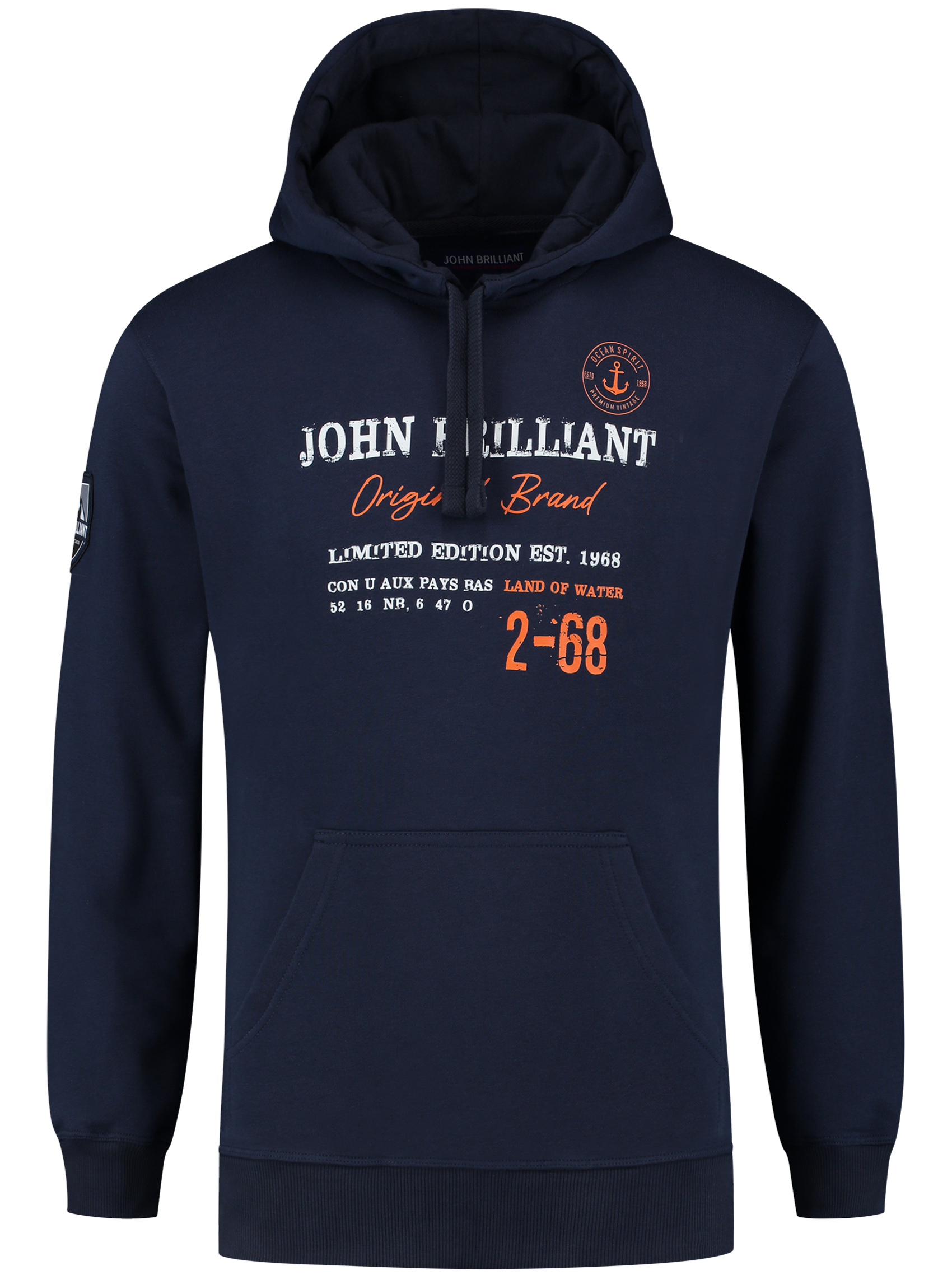 John BrillantHoodie sweatshirt with nautical print, darkblue