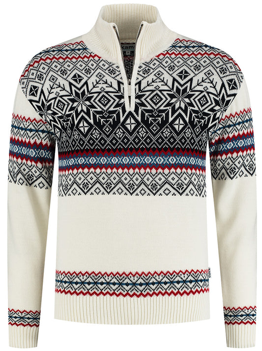 Pull Merino Nordic, blanc cassé