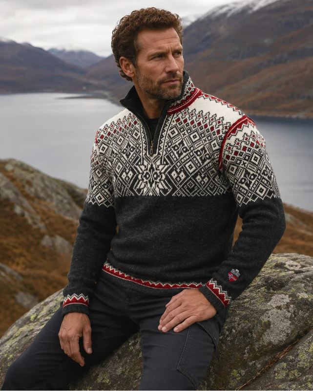 Nordic zip sweater, Traditional Charcoal