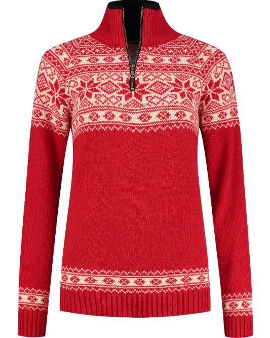 Norwegian women's sweater in Setesdals design, red