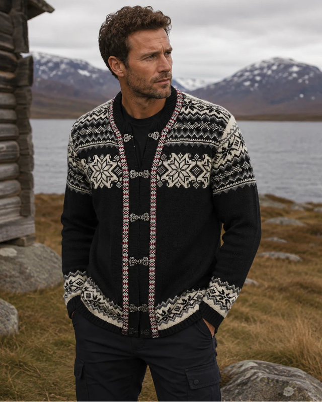Retro Norwegian cardigan, Black