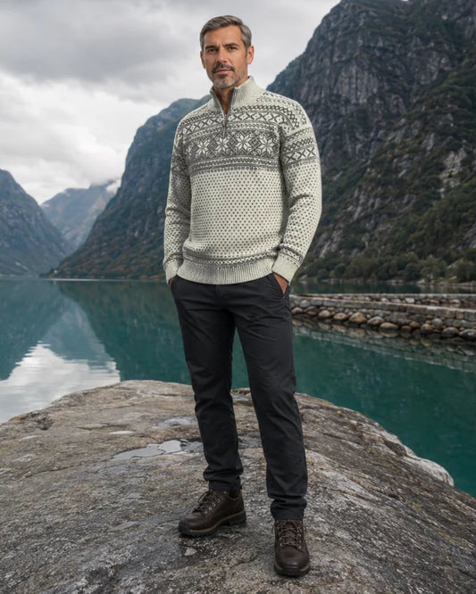 Sweater made of 100% pure new Norwegian wool, Ecru
