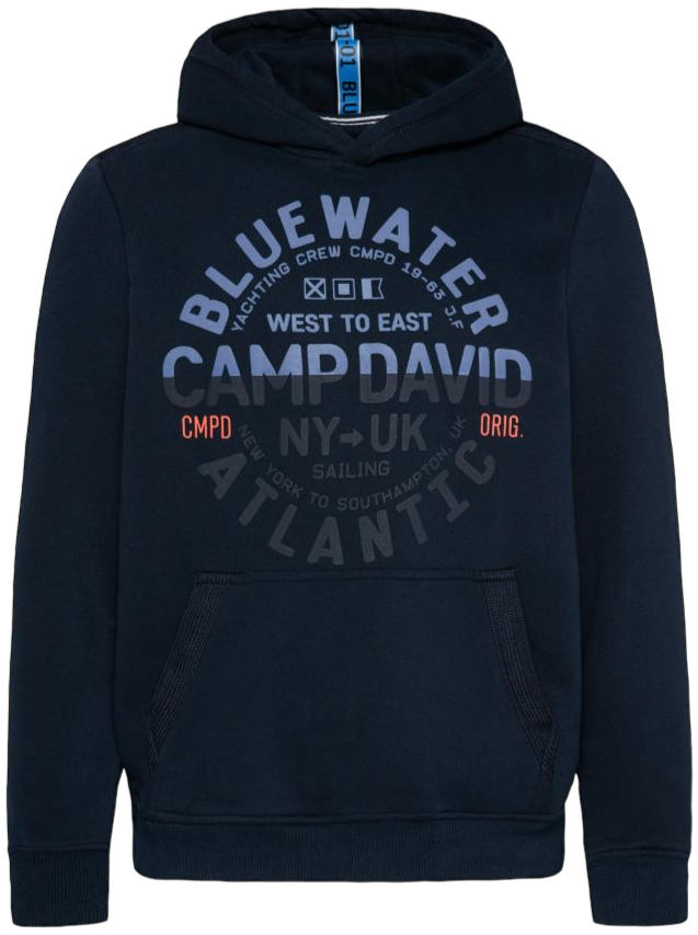 Hooded Sweatshirt with Eye-Catching Puff Prints and Tonal Details, Navy