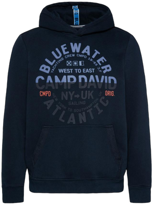 Hooded Sweatshirt with Eye-Catching Puff Prints and Tonal Details, Navy