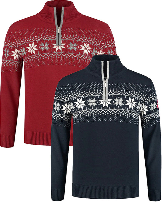 Noorse heren trui - fijn gebreid - Merino wol - Rood