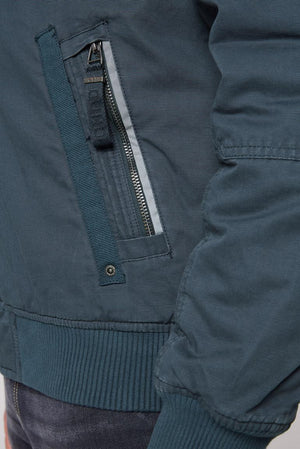 Padded Worker-Style Blouson Jacket in Dark Teal