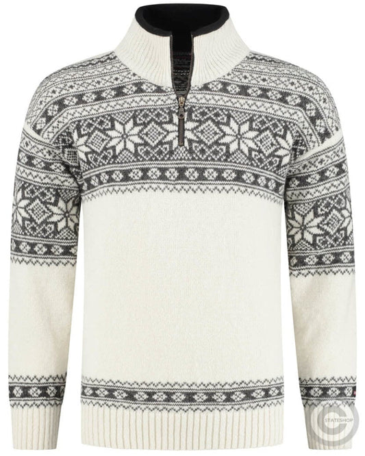 Norfinde Norwegian sweater in Setesdals design made of 100% pure wool. off-White