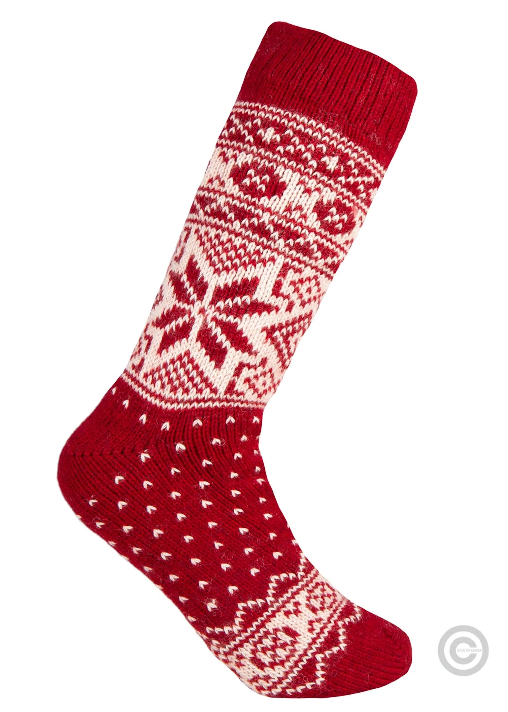 Norfinde Norwegian wool socks "Snowflake" red
