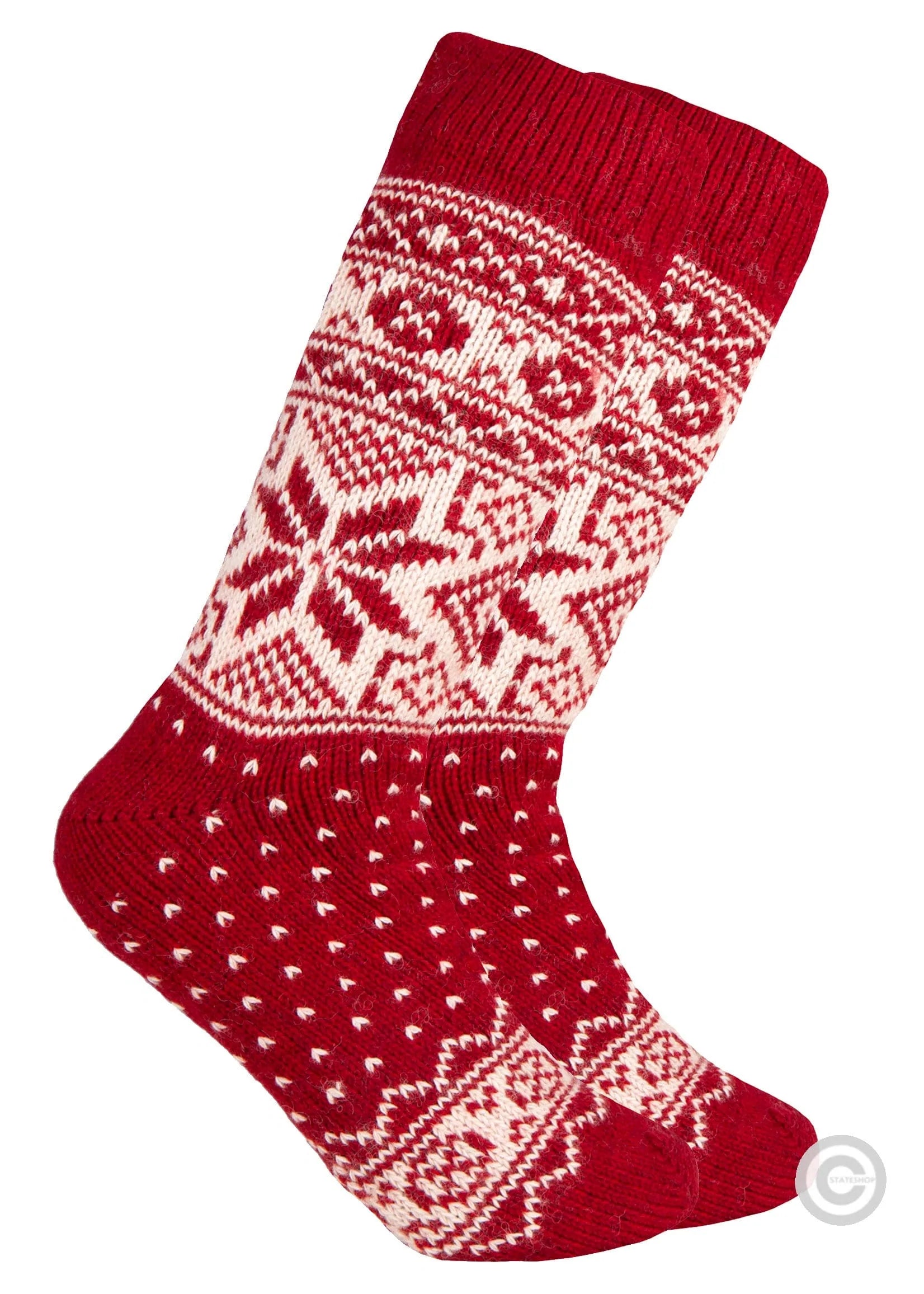 Norfinde Norwegian wool socks "Snowflake" red