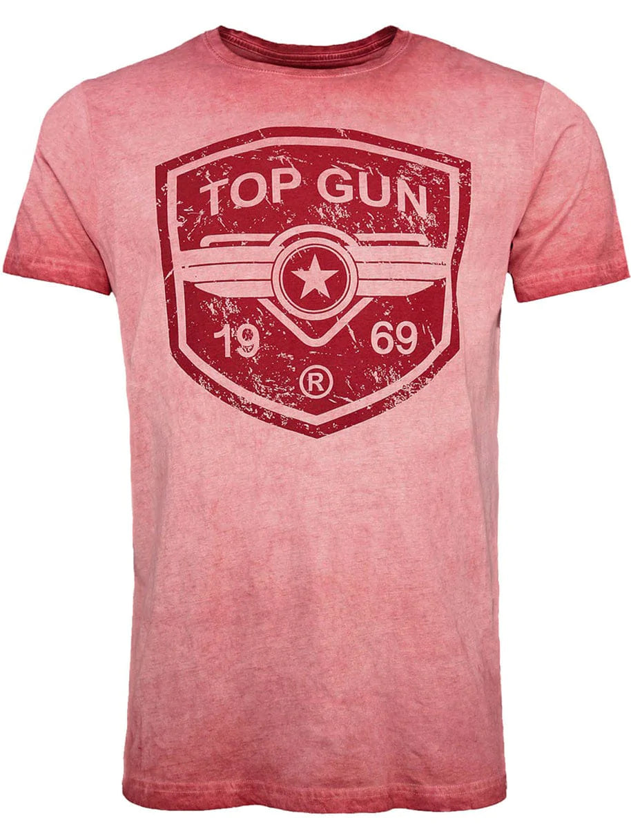 Top GunRound-neck cotton T-shirt "Power Shield" Red