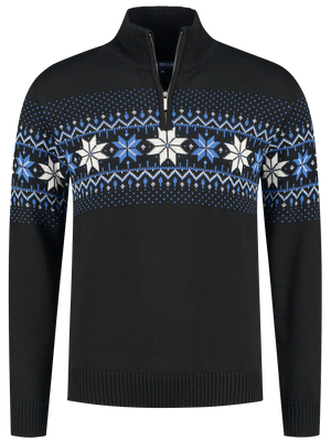 John Brillant Norwegian Mens Pullover Merino, Black