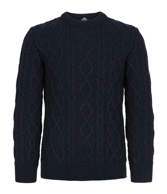 Heavyweight Aran sweater, Navy