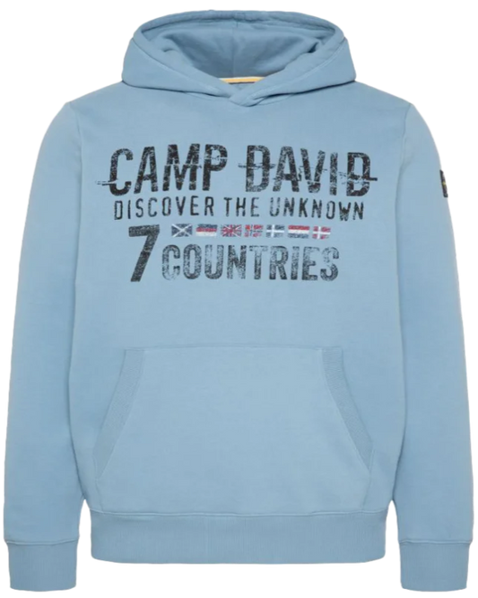 Blue embroidered sweat mix hoodie – Your stylish outdoor experience