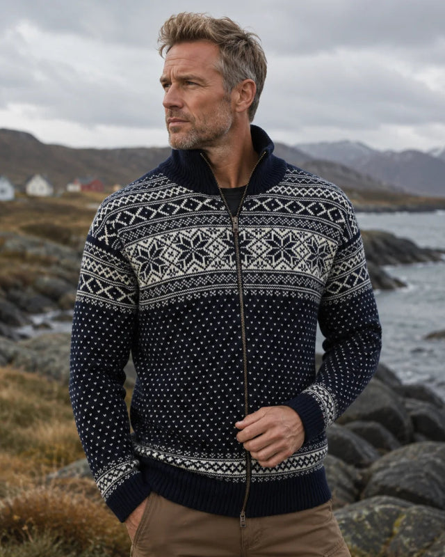 Cardigan made of 100% pure new Norwegian wool, darkblue