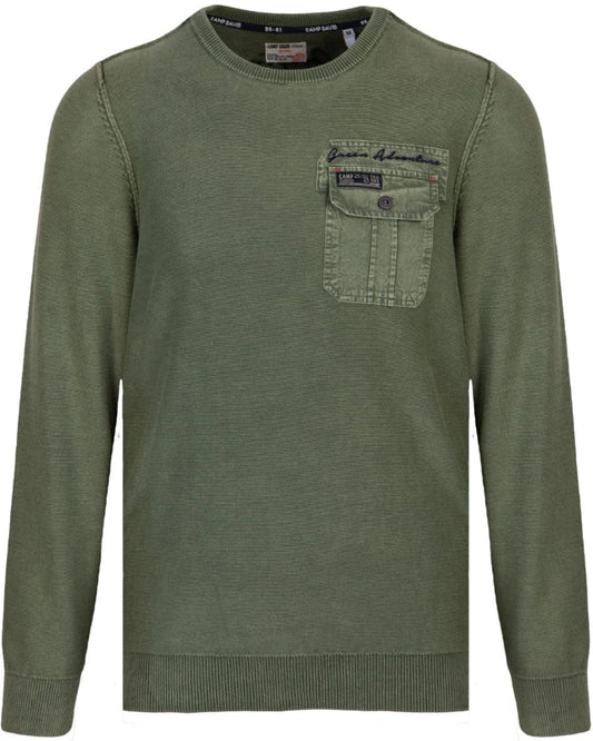 Crew neck sweater with print on the back, green
