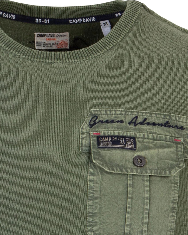 Crew neck sweater with print on the back, green