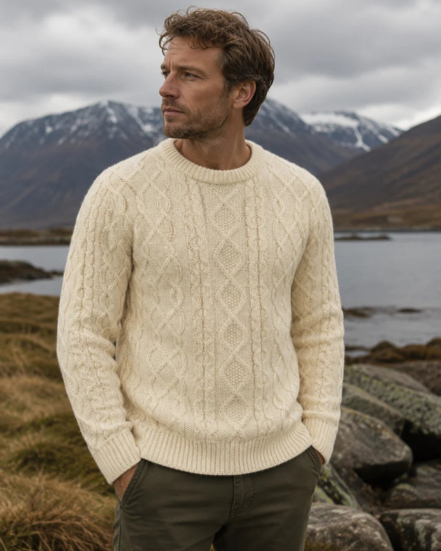 Heavyweight Aran sweater, Offwhite