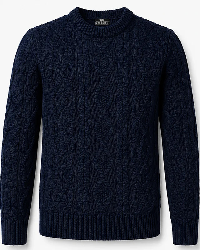 Heavyweight Aran sweater, Navy