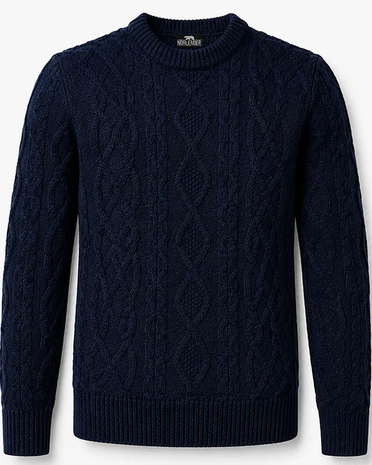 Heavyweight Aran sweater, Navy