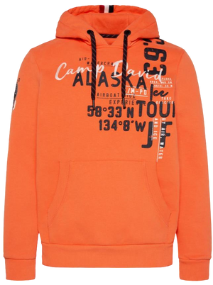 Hooded Sweatshirt with Logo Artworks in Orange