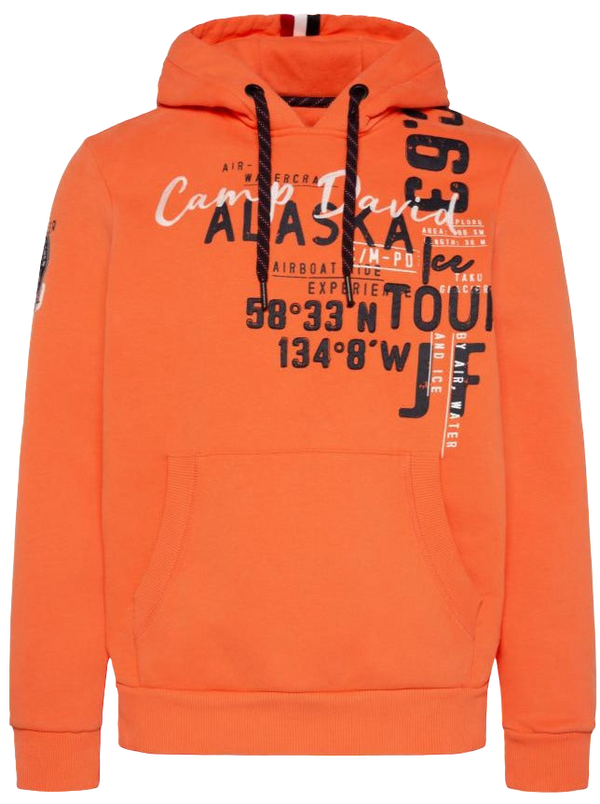 Camp David Hooded Sweatshirt with Logo Artworks in Orange - Stateshop  Fashion