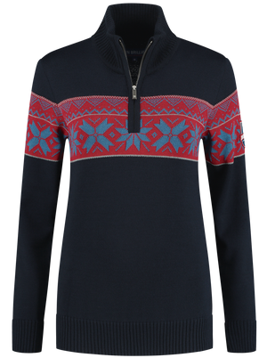 John Brillant Norwegian Womens Pullover Ullgenser, Black, darkblue