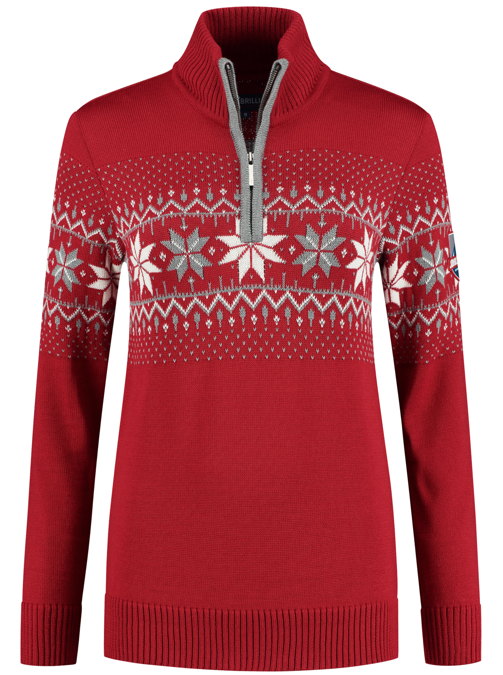 John Brillant Norwegian Womens Pullover Merino, red