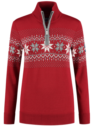 John Brillant Norwegian Womens Pullover Merino, red