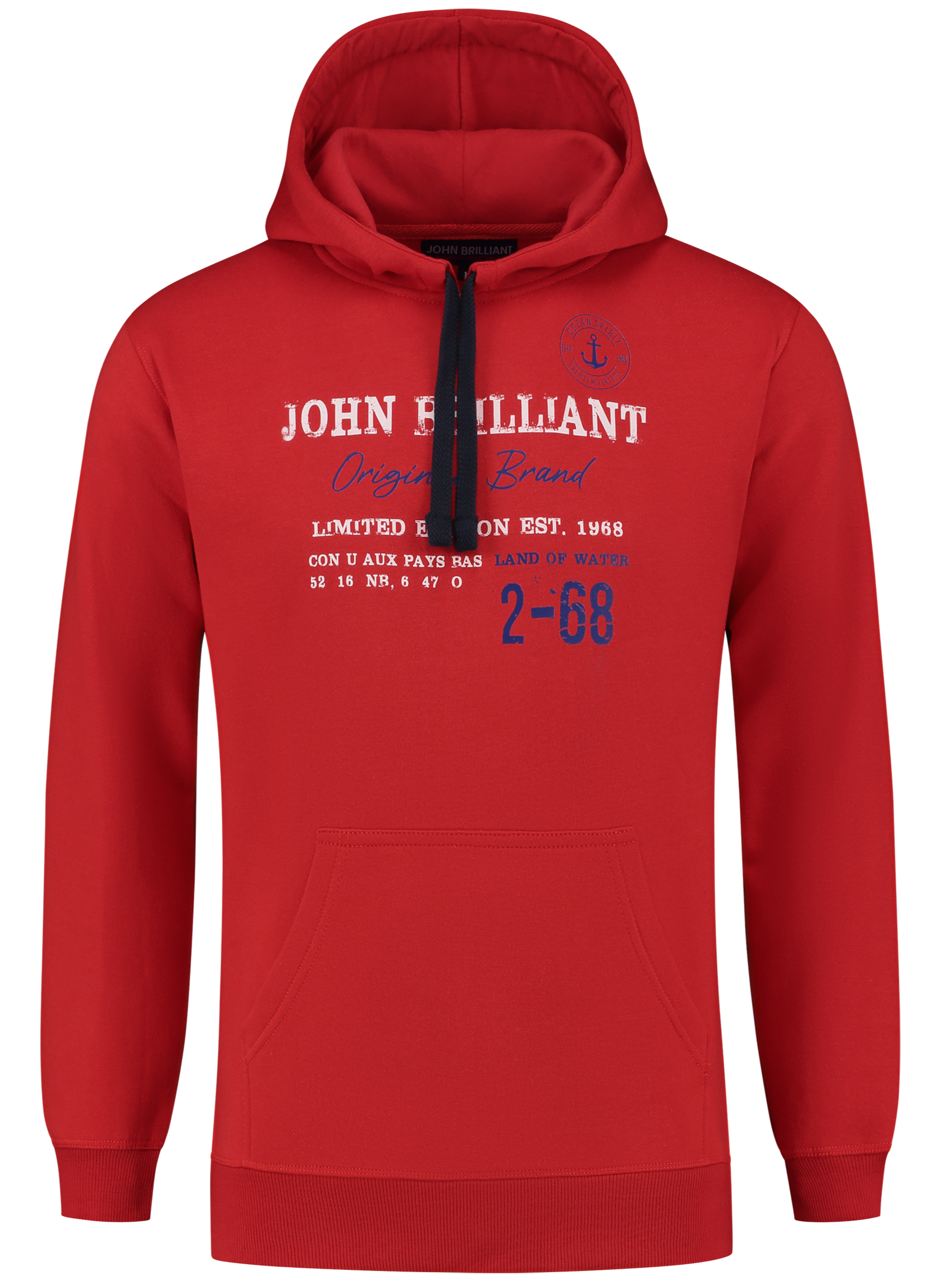 John BrillantHoodie sweatshirt with nautical print, Red