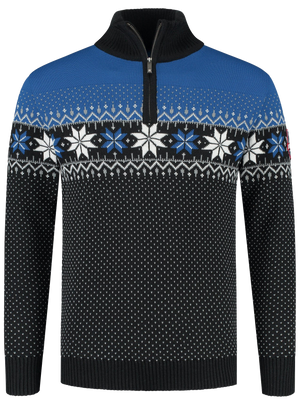 John Brillant Norwegian Mens Pullover Merino, blue & black