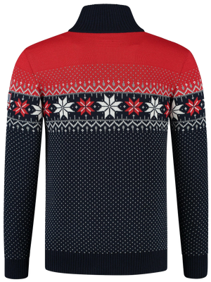 John Brillant Norwegian Mens Pullover Merino, red & blue