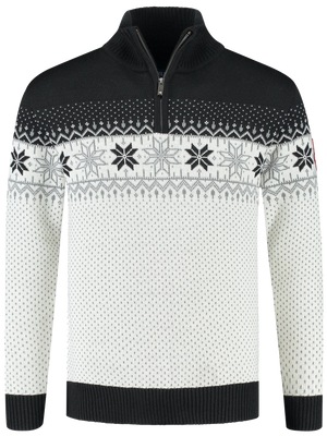 John Brillant Norwegian Mens Pullover Merino, black & white