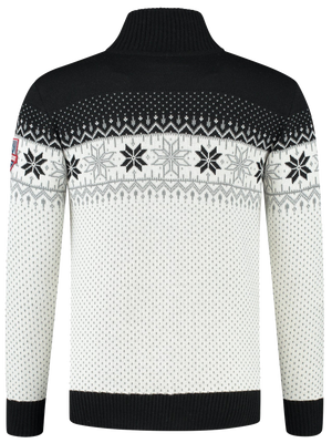 John Brillant Norwegian Mens Pullover Merino, black & white