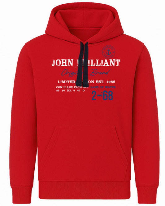 John Brillant Hoodie sweatshirt with nautical print, red