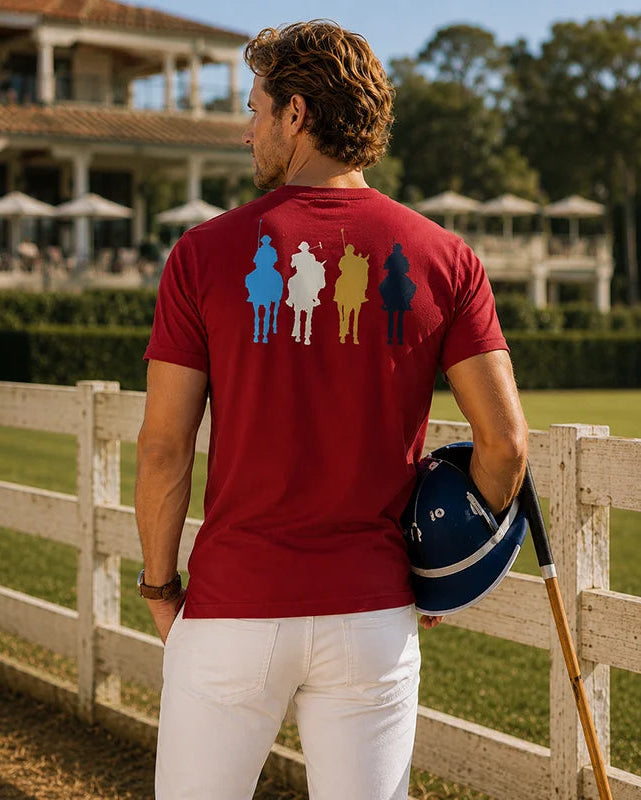 John Brilliant Heritage Polo Riders Tee - Red