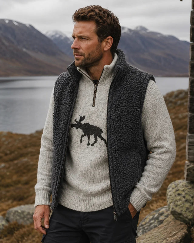 NORFINDE Merino wollen vest met rits – Antracietgrijs