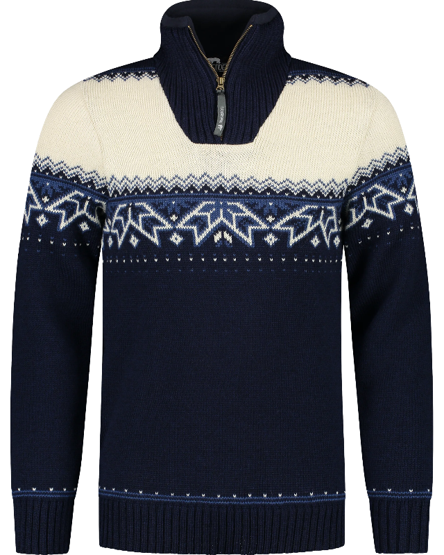 Nordic sweater with traditional star pattern, darkblue