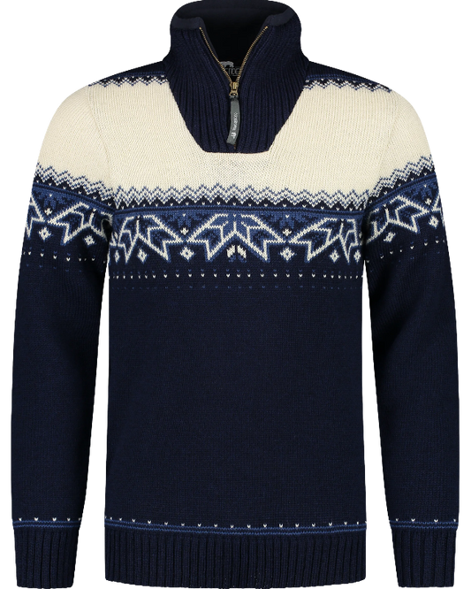 Nordic sweater with traditional star pattern, darkblue