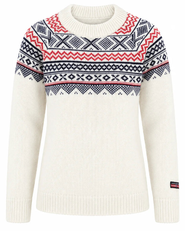 Norfinde Norwegischer Wollpullover für Damen – Naturweiß⠋