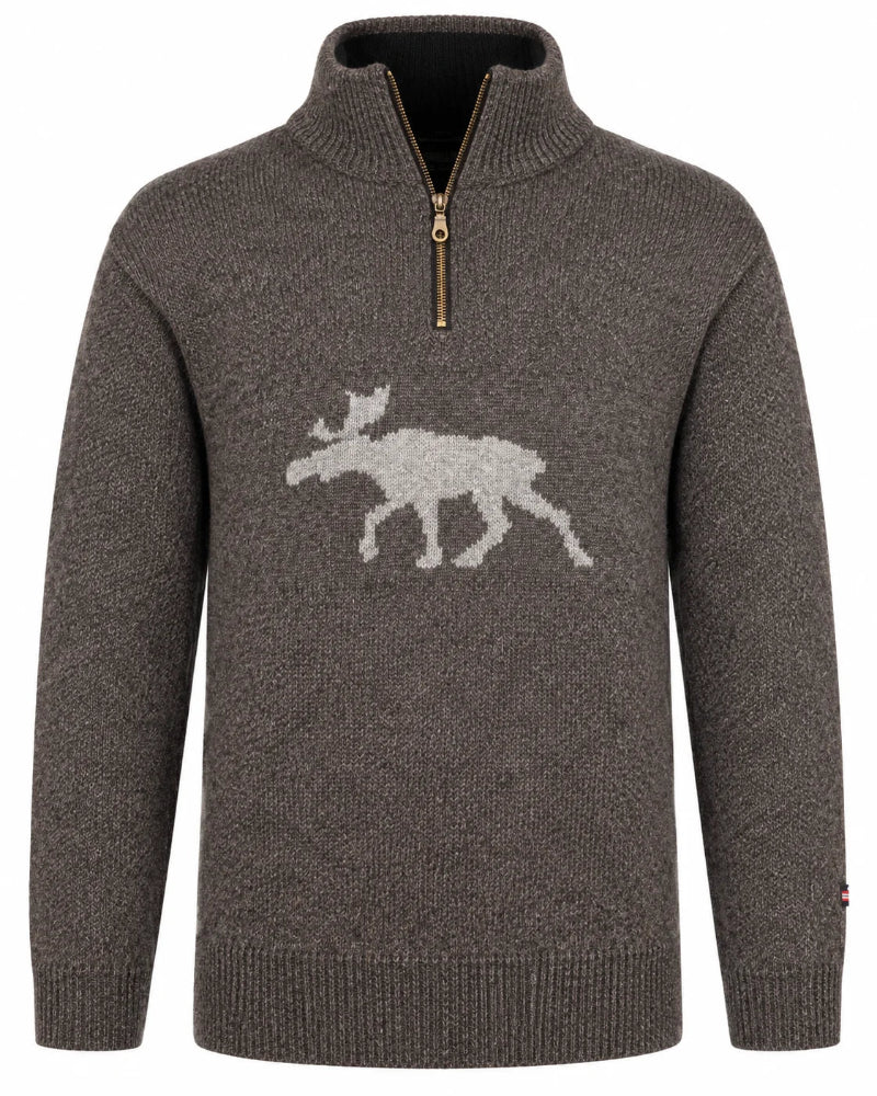 Norfinde Norwegian Wool Moose Sweater – Grey Half-Zip 