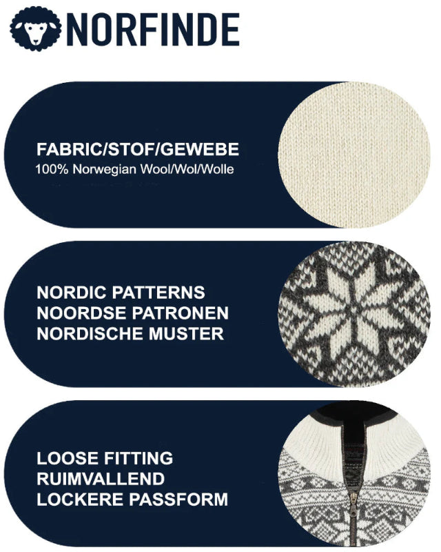 Norwegian sweater in Setesdals design made of 100% pure wool, Ecru