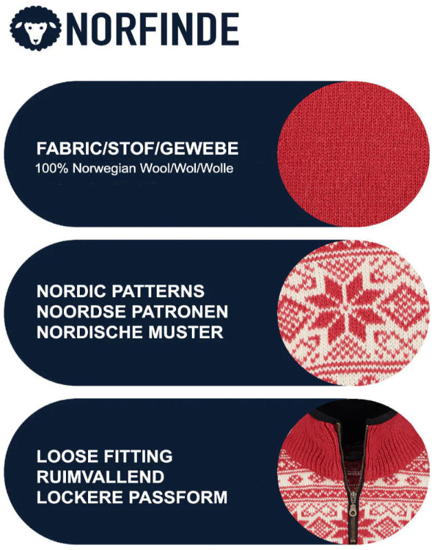 Norwegian sweater in Setesdals design made of 100% pure wool, Red