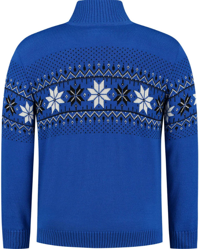 Norwegian Mens Cardigan Merino, cobalt blue