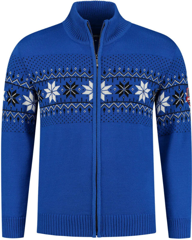Norwegian Mens Cardigan Merino, cobalt blue