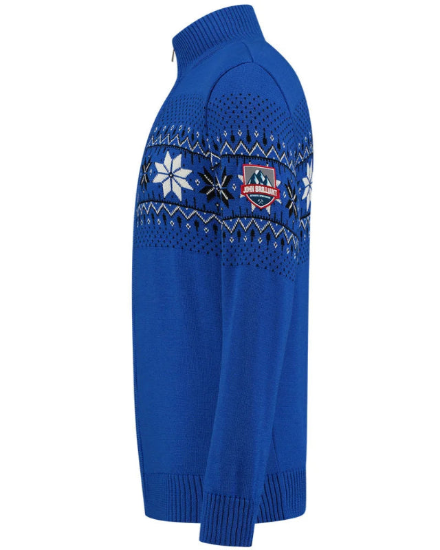 Norwegian Mens Cardigan Merino, cobalt blue