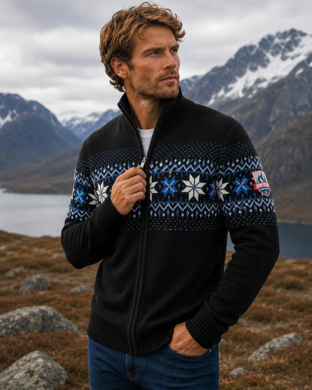 Norwegian Mens Cardigan Merino, black
