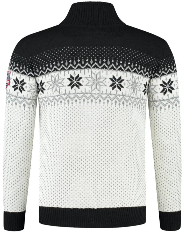 Norwegian Mens Pullover Merino Lusekofte, White/Black